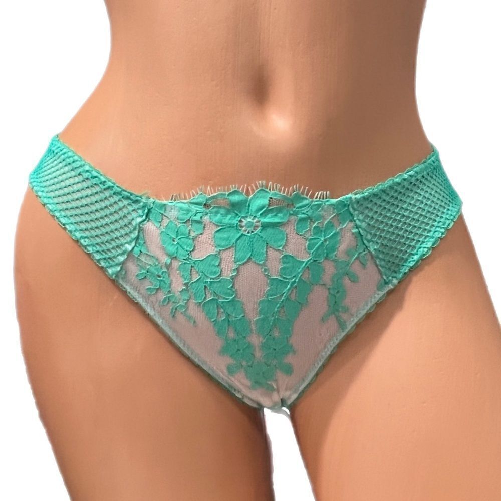 Victoria’s Secret Dream Angels floral lace mesh cheekini panty seafoam green